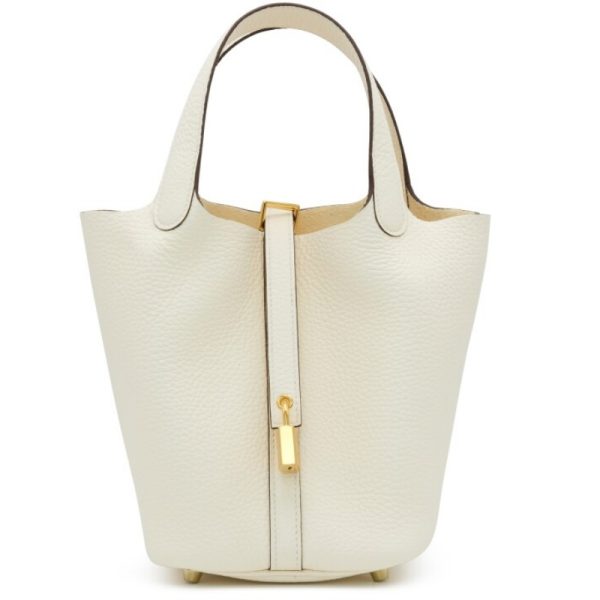 Hermes Picotin Lock 18 White Clemence Gold Hardware