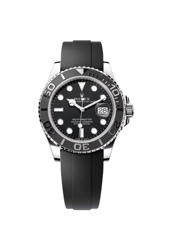 Yacht Master White Gold Super Clone Swiss Replica Watch | OysterFlex Rubber Strap | 3235 Swiss Movement