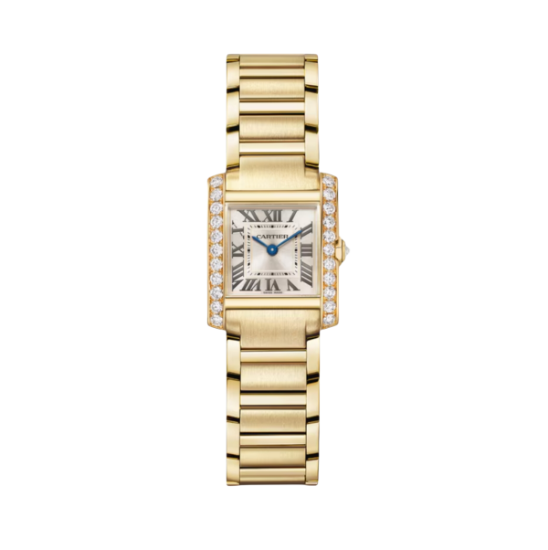 Tank watch | Pale Gold Dial | Inlaid Diamonds