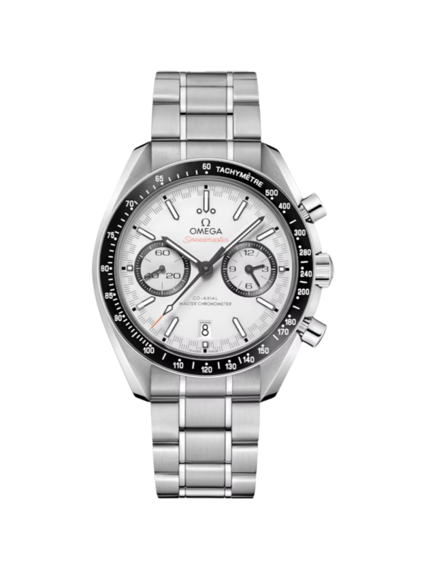 44.25 MM Speedmaster Racing | White Dial | Steel On Steel Strap | 9900 Calibre