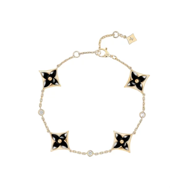 Women Multi-Motifs Bracelet, Gold, Onyx