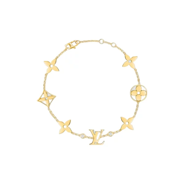 Women Flower Bracelet Gold and Zirconia