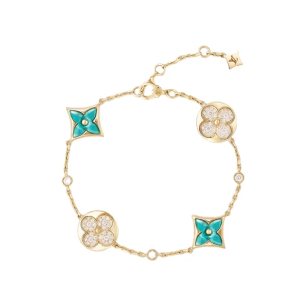 Women Multi-Pattern Bracelet, Gold, Amazonite